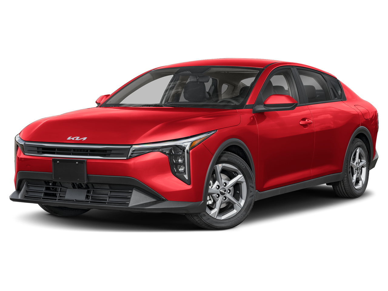 2026 Kia K4 LXS in Currant Red — front three-quarter view