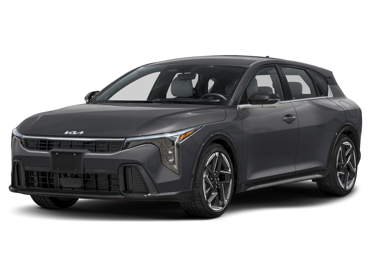 2026 Kia K4 Hatchback GT-Line in Interstellar Gray — front three-quarter view