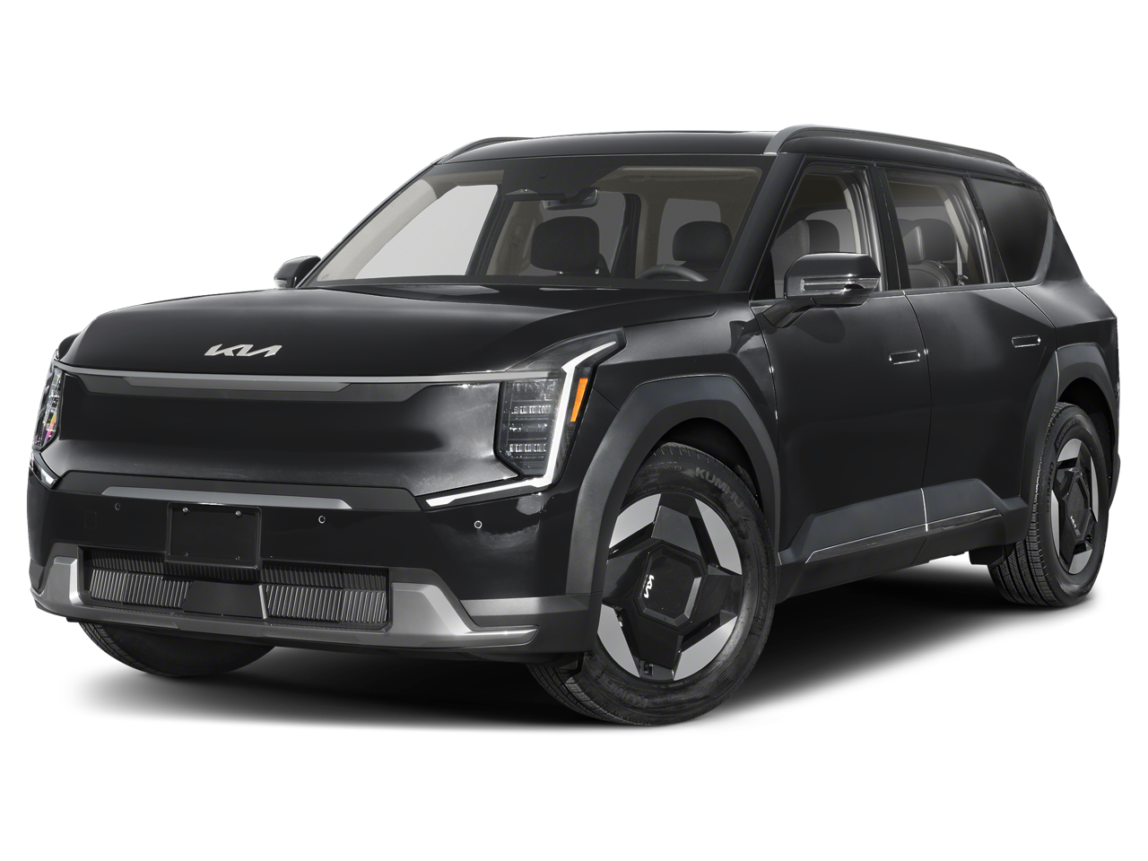 2026 Kia EV9 Wind in Ebony Black — front three-quarter view