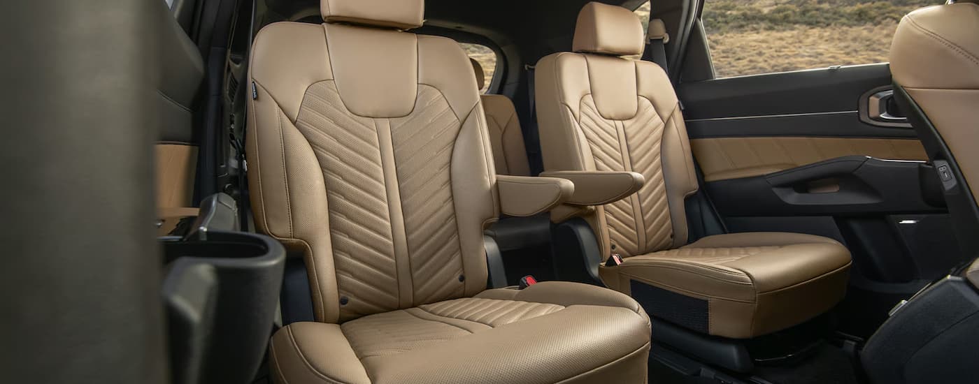 Tan leather seating in a 2026 Kia Sorento